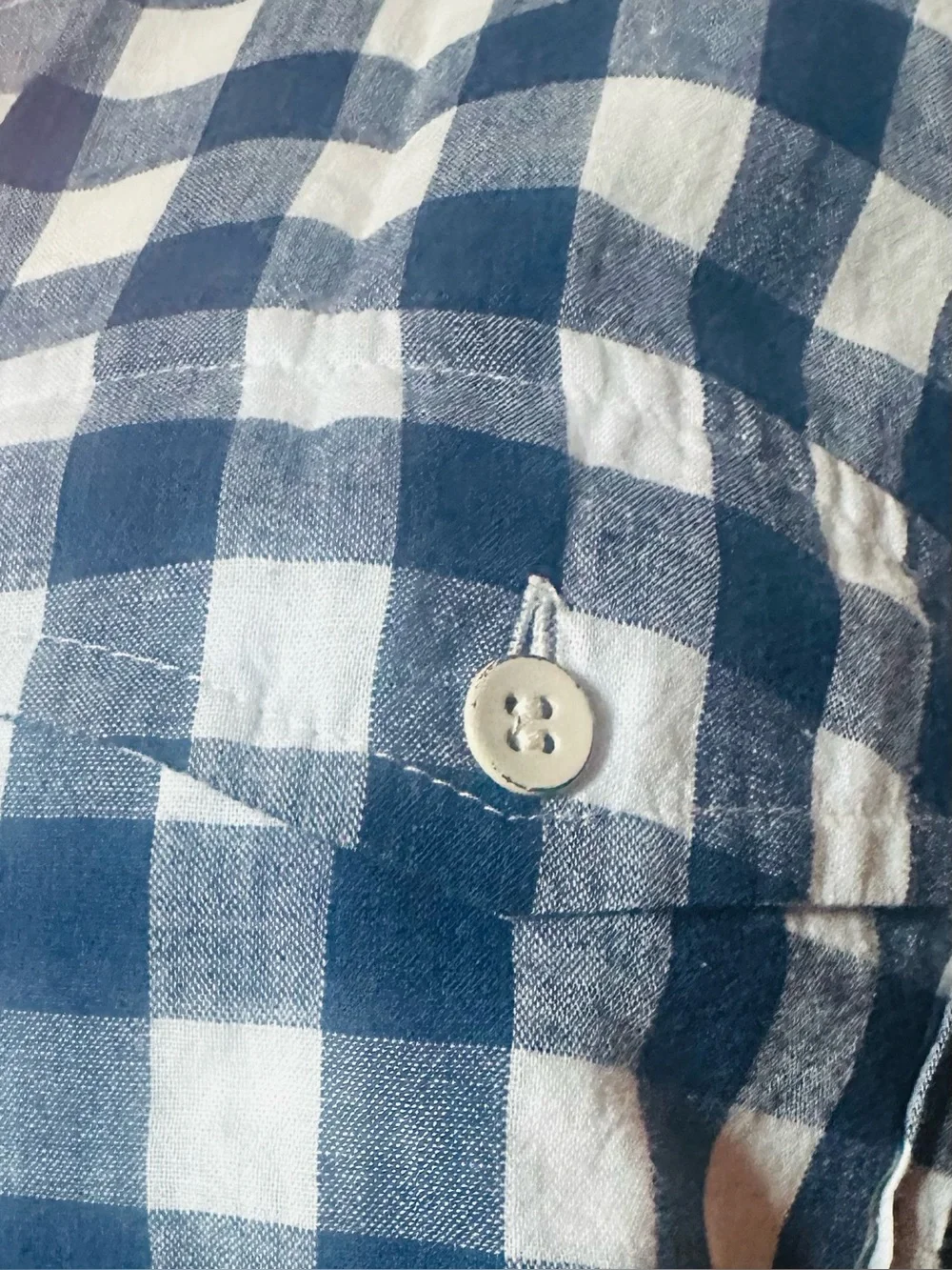 J. Crew Navy and White Gingham Button-Down Shirt